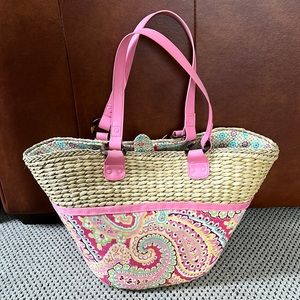 Vera Bradley beach straw tote bag